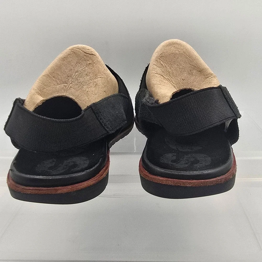 Sorel Sandals Womens Size 10 Black Suede Slingback Strappy Damage Shoes